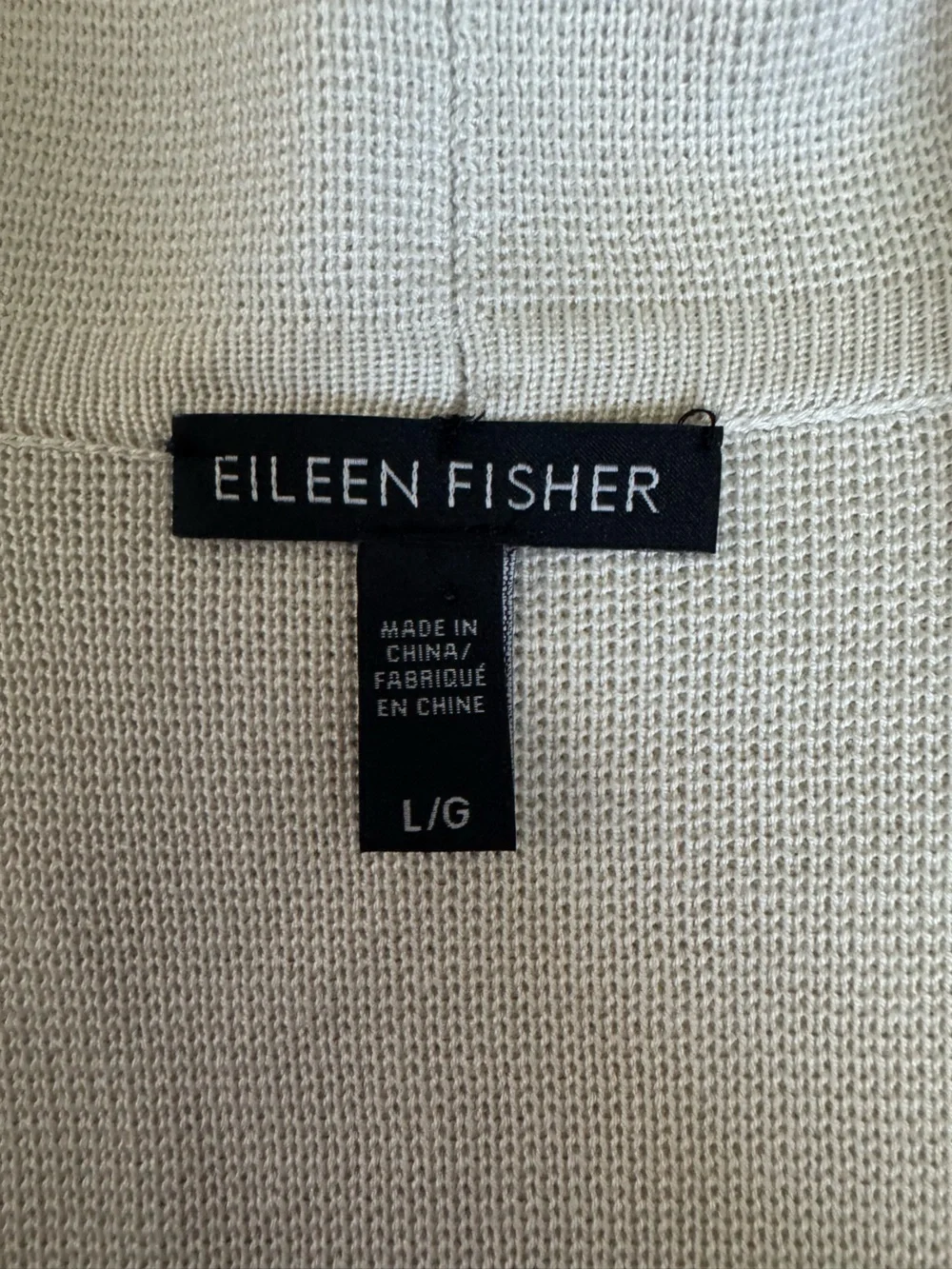 Eileen Fisher Silk Cotton Knit Blazer L Cream Ivory Quiet Luxury Minimalist